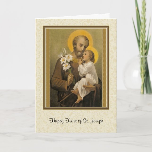 St. Joseph Jesus högtidsdag religiöst böneord Helgkort (Framsida)
