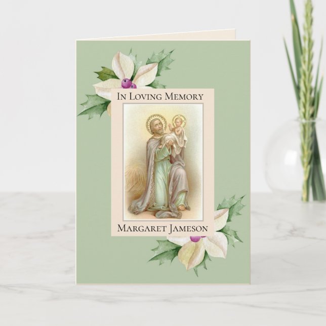 St. Joseph Jesus Katolska Kondoleans Tack Kort (Framsida)