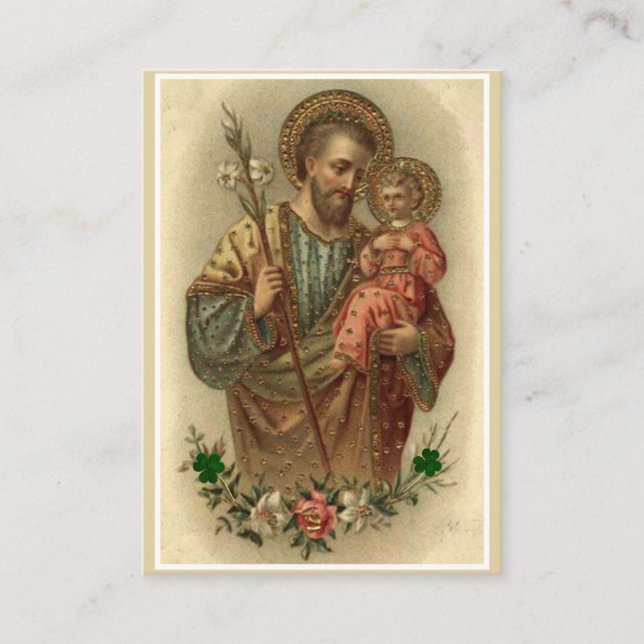 St. Joseph Jesus katolska Prayer Shamrocks Visitkort (Framsida)
