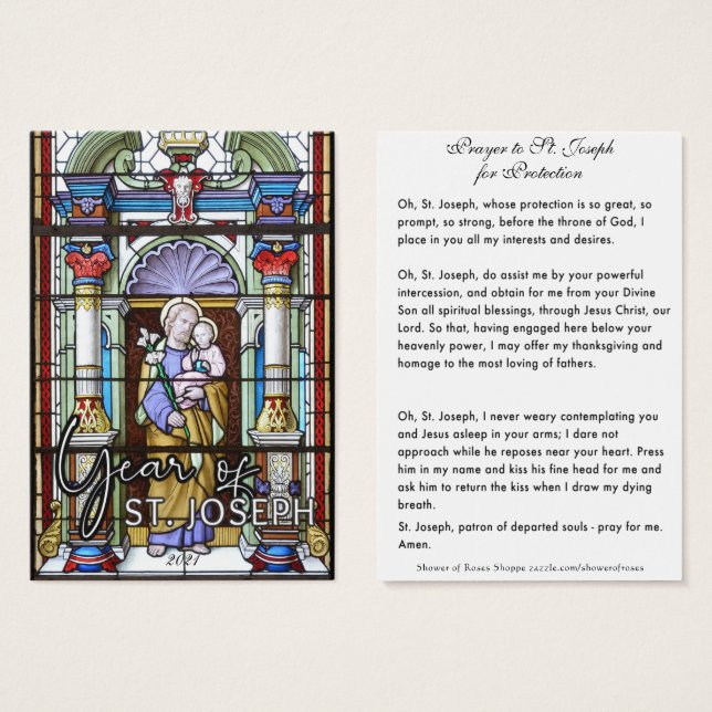 St. Joseph Jesus katolska Protection Prayer Visitkort (Framsida & baksida)