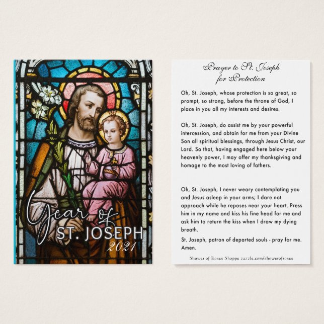 St. Joseph Jesus katolska Protection Prayer Visitkort (Framsida & baksida)