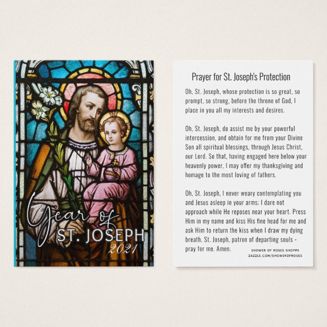 St. Joseph Jesus katolska Protection Prayer Visitkort (Framsida & baksida)