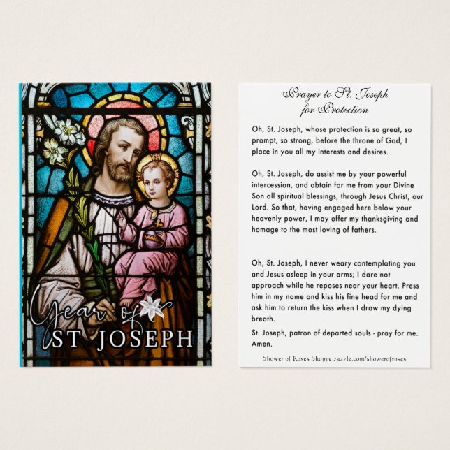 St. Joseph Jesus katolska Protection Prayer Visitkort (Framsida & baksida)