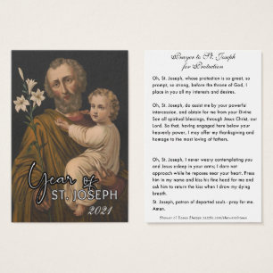 St. Joseph Jesus katolska Protection Prayer Visitkort
