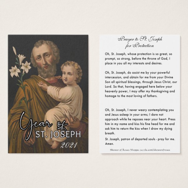 St. Joseph Jesus katolska Protection Prayer Visitkort (Framsida & baksida)