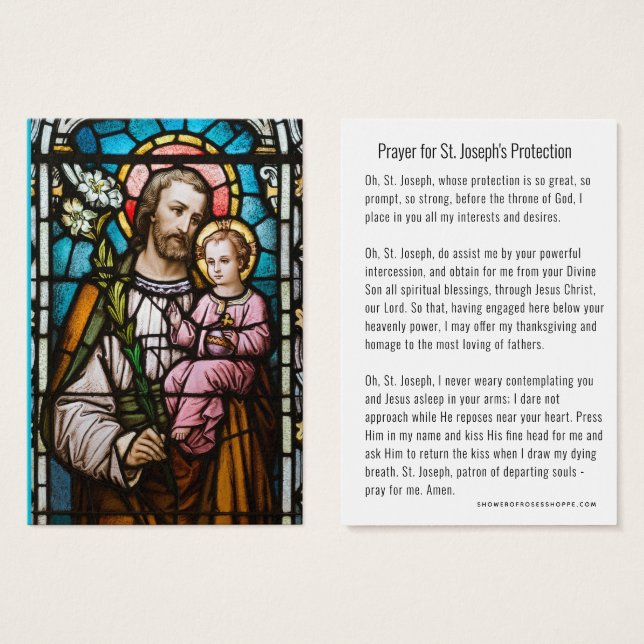 St. Joseph Jesus katolska Protection Prayer Visitkort (Framsida & baksida)
