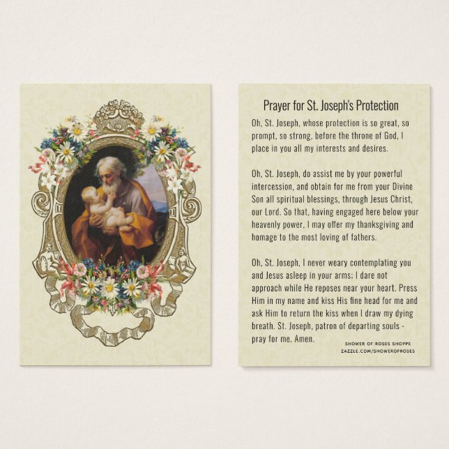 St. Joseph Jesus katolska Protection Prayer Visitkort (Framsida & baksida)