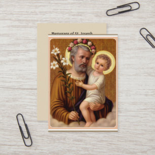 St Joseph Jesus liljaMemorare bön Visitkort