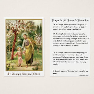 St. Joseph Jesus Protection Prayer katolik Visitkort