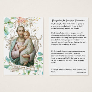 St. Joseph Jesus Protection Prayer katolik Visitkort