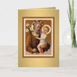 St Joseph Jesusbarnet katolsk religiös vintage Kort