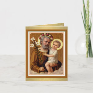 St Joseph Jesusbarnet katolsk religiös vintage Kort