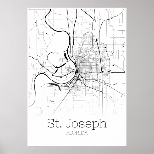 St Joseph Karta - Missouri - City Karta Poster (Framsidan)
