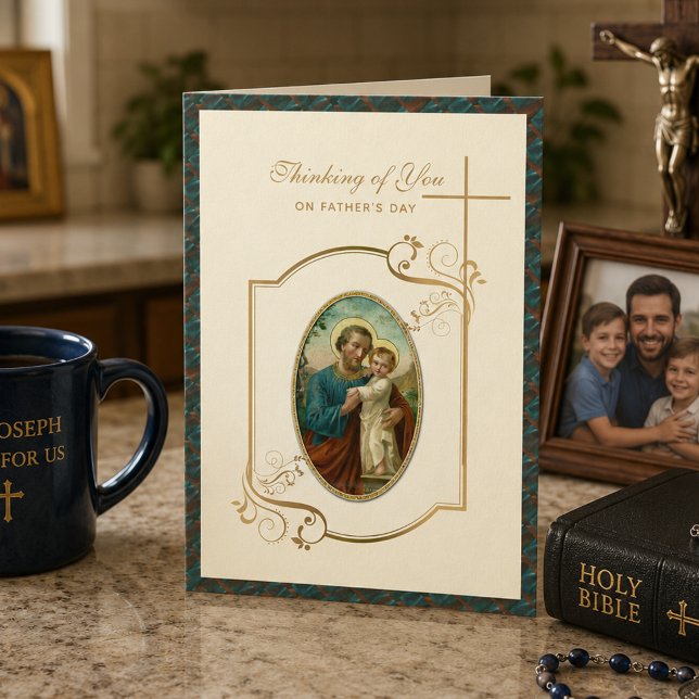 St. Joseph katolska fadersdags tankar på dig  Kort (Skapare uppladdad)