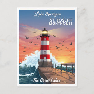 St. Joseph Lighthouse på Sjö Michigan Vykort