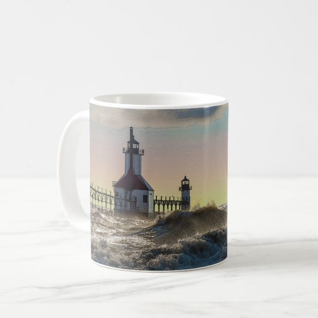 St Joseph Lighthouse Painterly Coffee Mugg (Framsida vänster)