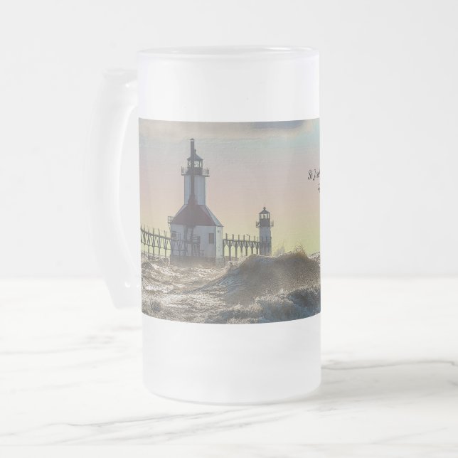 St Joseph Lighthouse Painterly Frosted Mugg (Framsida vänster)