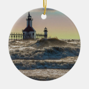 St Joseph Lighthouse Painterly Julgransprydnad Keramik