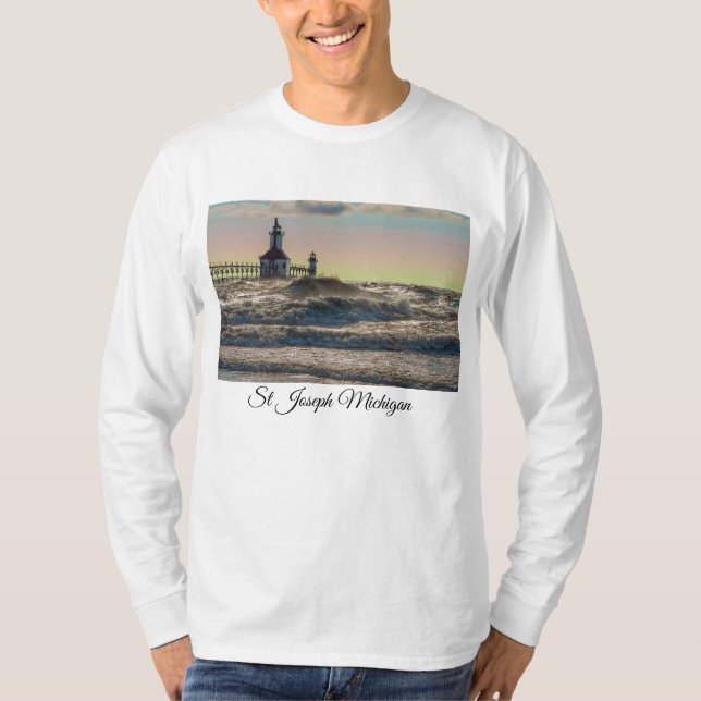 St Joseph Lighthouse Painterly Långärmad T-Shirt (Framsida)