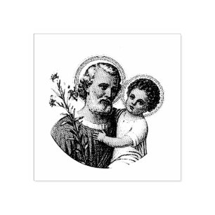 St Joseph med babyen Jesus Stämpel