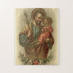 St Joseph med de babyJesus liljarna Pussel<br><div class="desc">Härligt avbilda av St Joseph hållande liljar och babyen Jesus.</div>