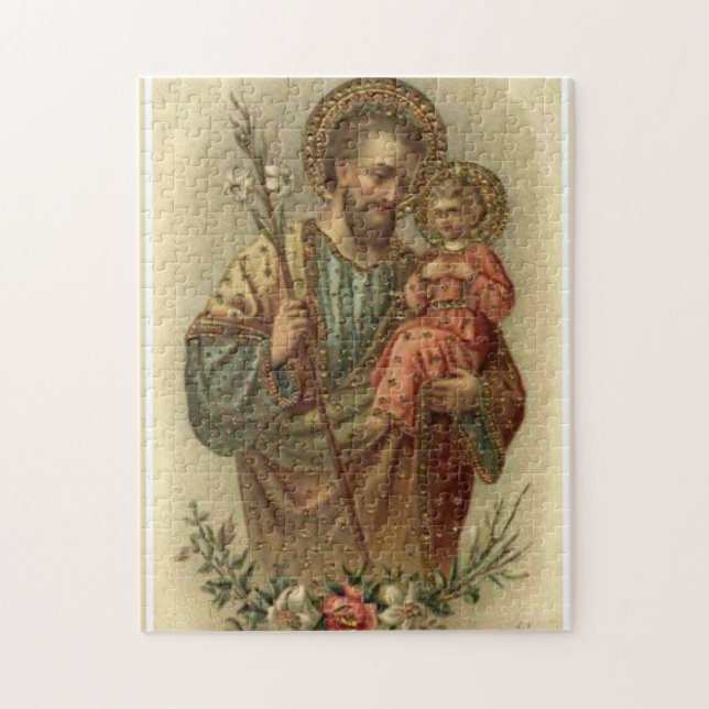 St Joseph med de babyJesus liljarna Pussel (Vertikal)