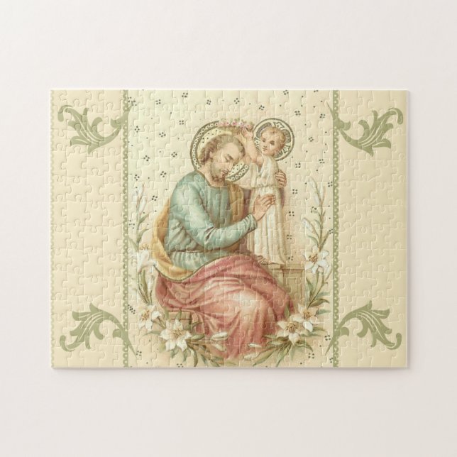 St Joseph med de babyJesus liljarna Pussel (Horisontell)
