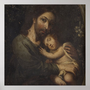 St Joseph med en rolig Jesus Poster