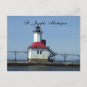 St Joseph, Michigan Lighthouse på Sjö MIchigan Vykort
