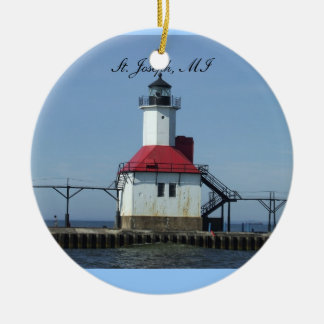 St Joseph Michigan Lightihouse prydnad Julgransprydnad Keramik