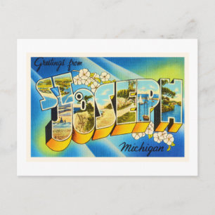 St Joseph Michigan MI Old Vintage resor Souvenir Vykort