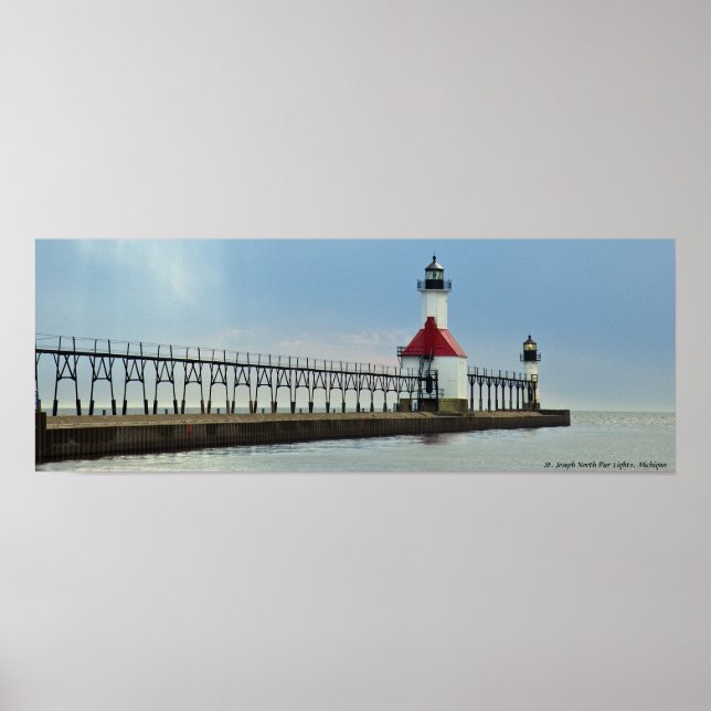 St. Joseph North Pier Ljus, Michigan Poster (Framsidan)
