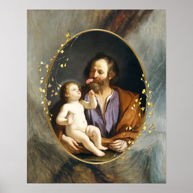 St Joseph och Chid Jesus, katolik Saint-Guercino Poster (Framsidan)