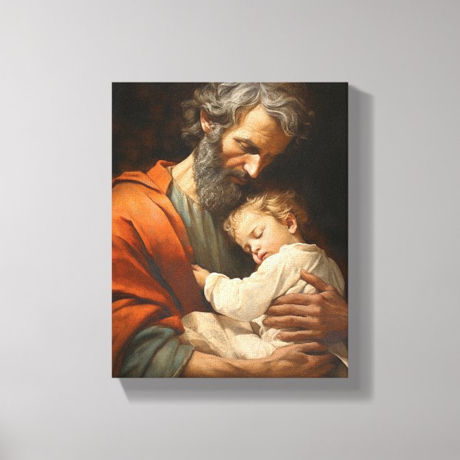 St. Joseph och Child Jesus Religiösa Canvastryck (Framsida)