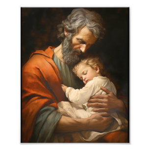 St. Joseph och Child Jesus Religiösa Fototryck