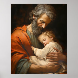 St. Joseph och Child Jesus Religiösa Poster