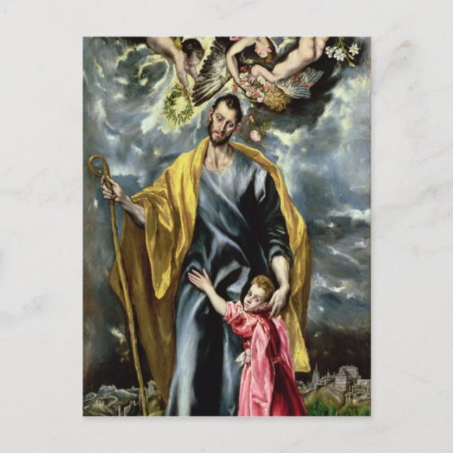 St. Joseph och Kristus Child, 1597-99 Vykort (Framsida)