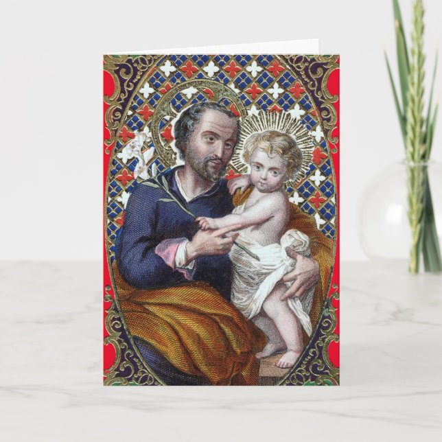 St. Joseph och Kristus Child (DPT 002) Helgkort (Framsida)
