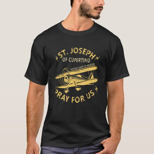 St Joseph of Cupertino Patron Saint of Pilots Avia T Shirt (Framsida)