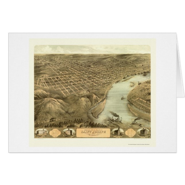 St Joseph panorama- karta för MO - 1868 Hälsningskort (Framsidan Horizontal)