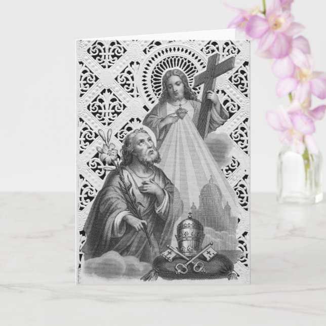 St. Joseph, Papal Symbols och SHJ (Detail; LT 02) Kort (Orkide)