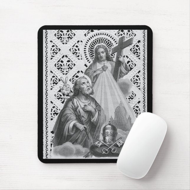 St. Joseph, Papal Symbols och SHJ (Detail; LT 02) Musmatta (Med mus)