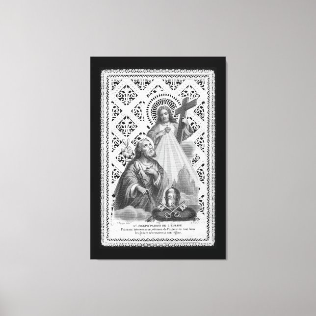 St. Joseph, Papal Symbols och SHJ (LT 02) Can Canvastryck (Framsida)