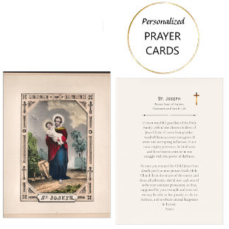 St. Joseph Patron Saint Catholic Prayer Card       Placeringskort