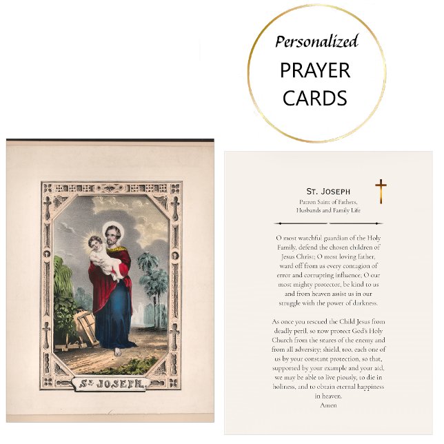 St. Joseph Patron Saint Catholic Prayer Card       Placeringskort (Skapare uppladdad)