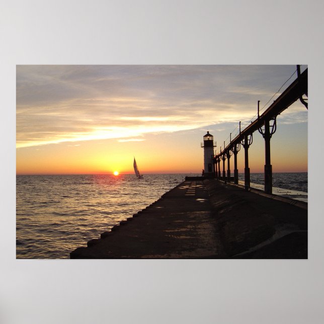 St. Joseph Pier Light, MI Poster (Framsidan)