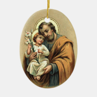St Joseph prydnad Julgransprydnad Keramik