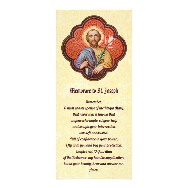 St. Joseph Rack Card med Memorare & Litany Reklamkort (Framsidan)