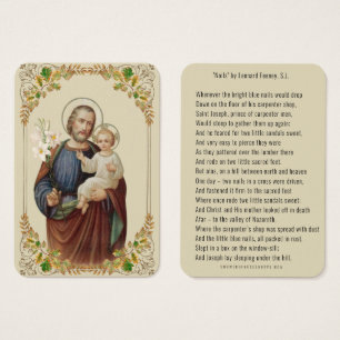 St. Joseph Religiösa Dikt "Nagel" av Feeney Visitkort