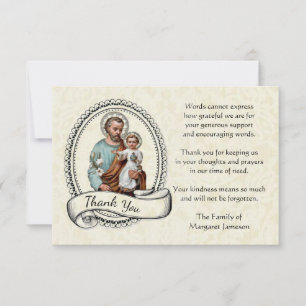 St. Joseph Religiösa Tack Condolence Kort